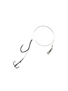   Készre kötött, krimpelt kéthorgos fluorocarbon harcsázó előke, 0,70 és 1,05 - élőhalhoz (1 DB)